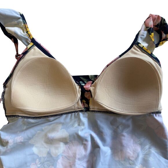 Isabel Maternity x Ingrid Navy Floral Peephole Tankini Top LARGE - Picture 8 of 12